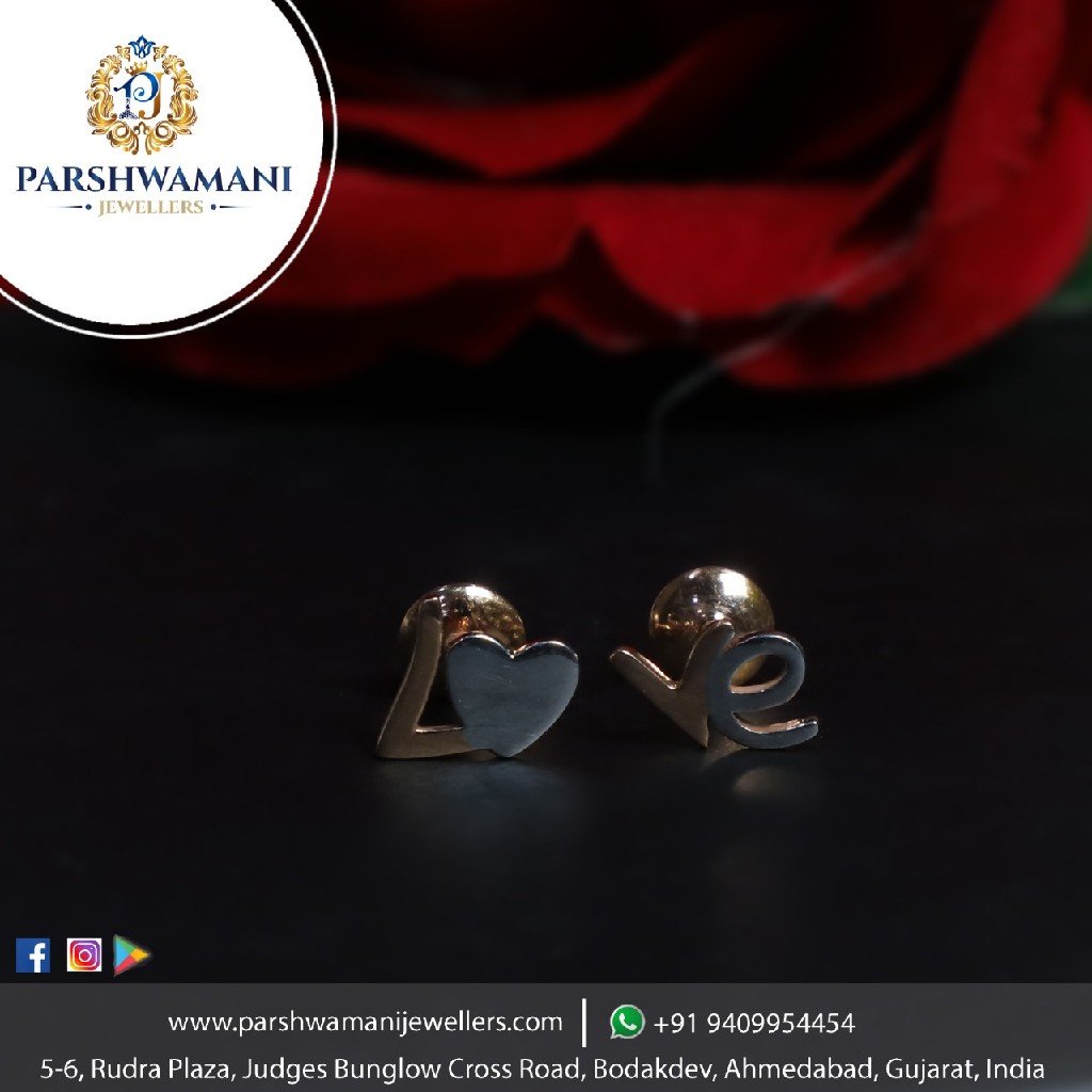 18Kt Gold Rose Tone Heart and Rodiyam Design lovely Earrings for Women
