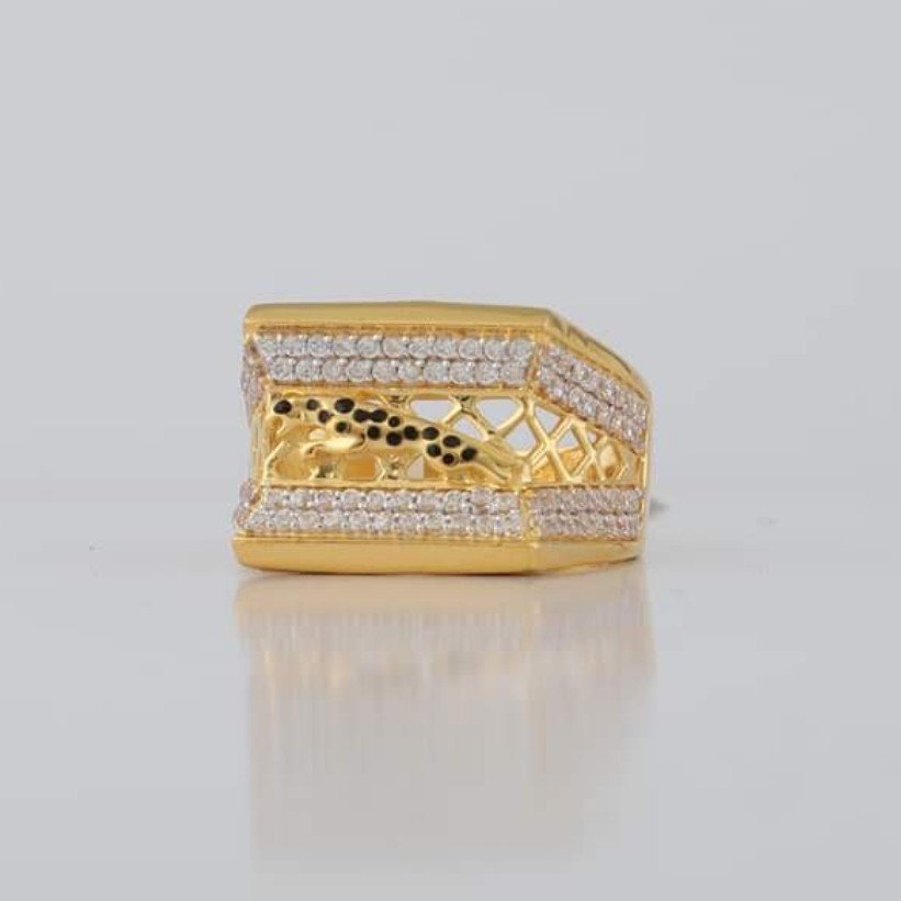 22kt/916 yellow gold  jali shape jaguar design ring for women