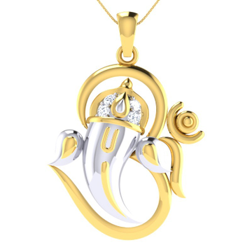 22KT Gold Pendent Ganesh With Om Combined Pendent