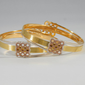 22k Gold Bangles With Three Shades For Women