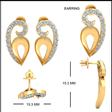 22Kt Yellow Gold Ornet Lace Earrings For Women
