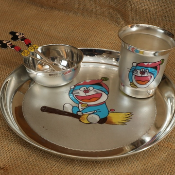 Pure Silver Doremon Dish (Thali)Set