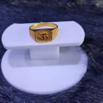 22KT/916 Yellow Gold Quest Plan Om Ring For Men