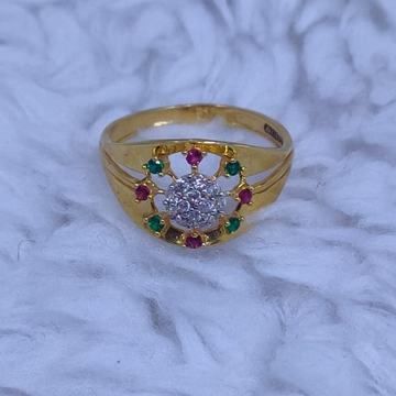 22kt/916  yellow gold  green and red stone beautif...