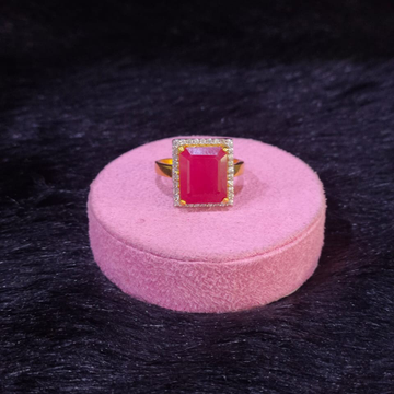 22KT/916 Yellow Gold Cz Fancy Ruby Stone Ring For...