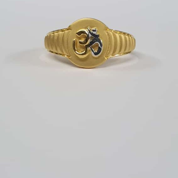 22Kt Gold Round Shape dull Polish Rodiyam om Ring...