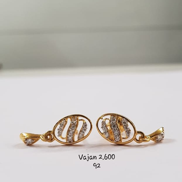 22Kt Gold oval shape Three line Cz Fancy Earrings...