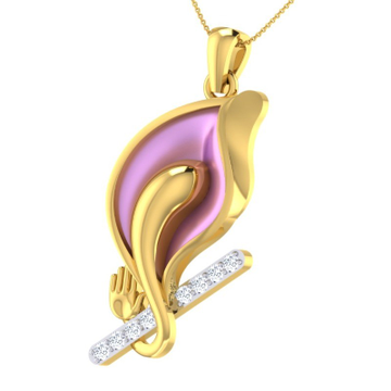 22KT yellow Gold Peacock Feeling Pendent With Flou...
