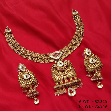 22Kt Yellow  Gold  Kundan  Morse Antique Necklace...