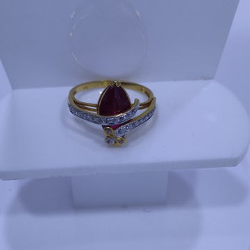 22KT/916 Yellow Gold Ruby Stone Fancy cross Ring F...
