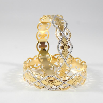 22KT yellow Gold Bangles With Zik Zak Degine For W...