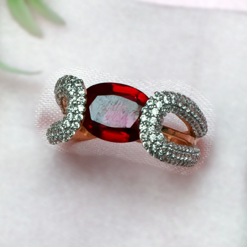 916 Gold Classic Maroon Stone Ladies Ring PJ-R013