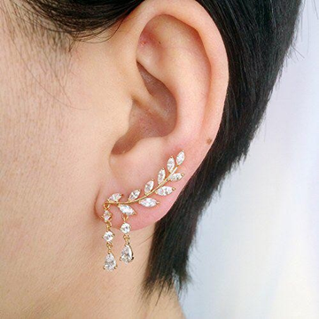 22KT Gold CZ diamond Earring For Full Ear