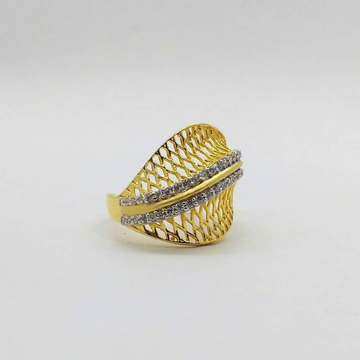 22KT yellow Gold Two Lines of Diamonds Ring For Wo...