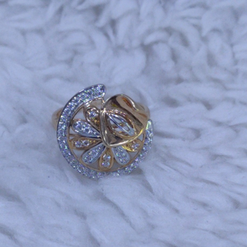 18KT/750 Rose Gold Gracefull Cz Stone Fancy Ring F...