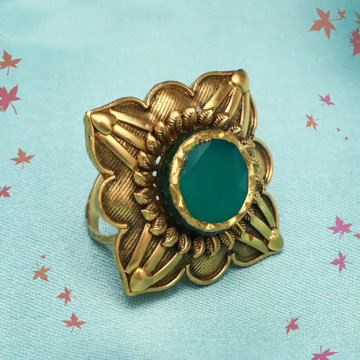 916 Gold Antique Green Stone ring PJ-R004