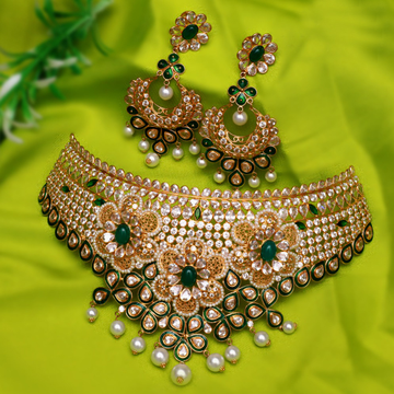 916 Gold Designer Choker Set For Wedding PJ-N007