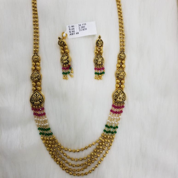 22KT Gold Decorative Long set With Moti  Manek pan...