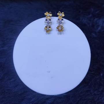 22KT/916 Yellow Gold Drop Flower Earrings For Wome...