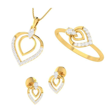 22KT Yellow Gold Entwined in Love Combo Set For wo...