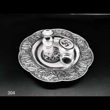 999 Silver Antique and light oxidised Thali set