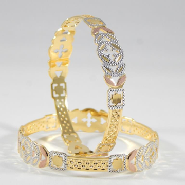 22KT Yellow Gold Square With Left Bangles For Wome...