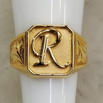 22KT Yellow Gold Alphabet Kalkati Ring For Men