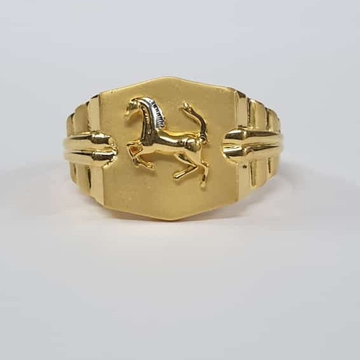 22kt Gold Dull Polish Rodiyam Two line Horse Desig...