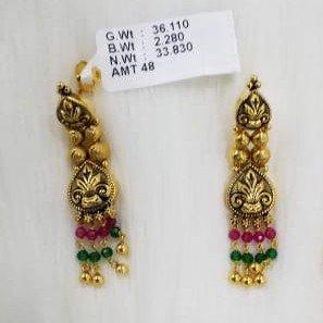 22KT Gold Decorative Long set With Moti  Manek panna