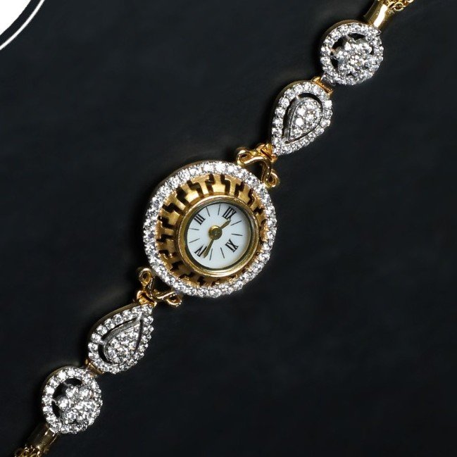 22k Designer Gold CZ Watch  PJ W002