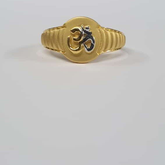 22Kt Gold Round Shape dull Polish Rodiyam om Ring for Men