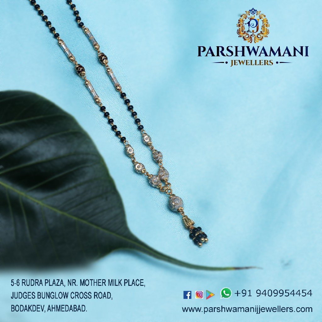 22 Kt  Gold Fancy Ball black meeno & pipe Mangalsutra For Women