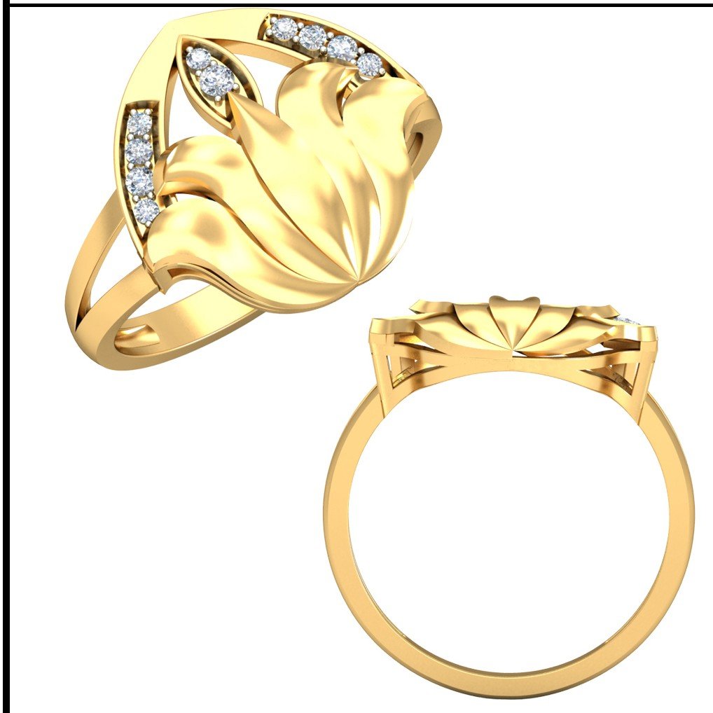 22KT Yellow Gold Twin wingflow Ring For Women