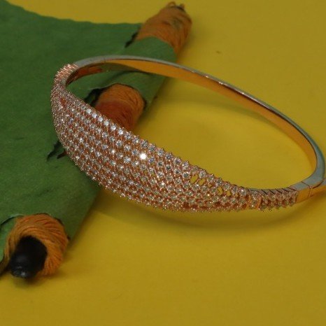Sterling Silver Rose Gold Plated Diamond Kada
