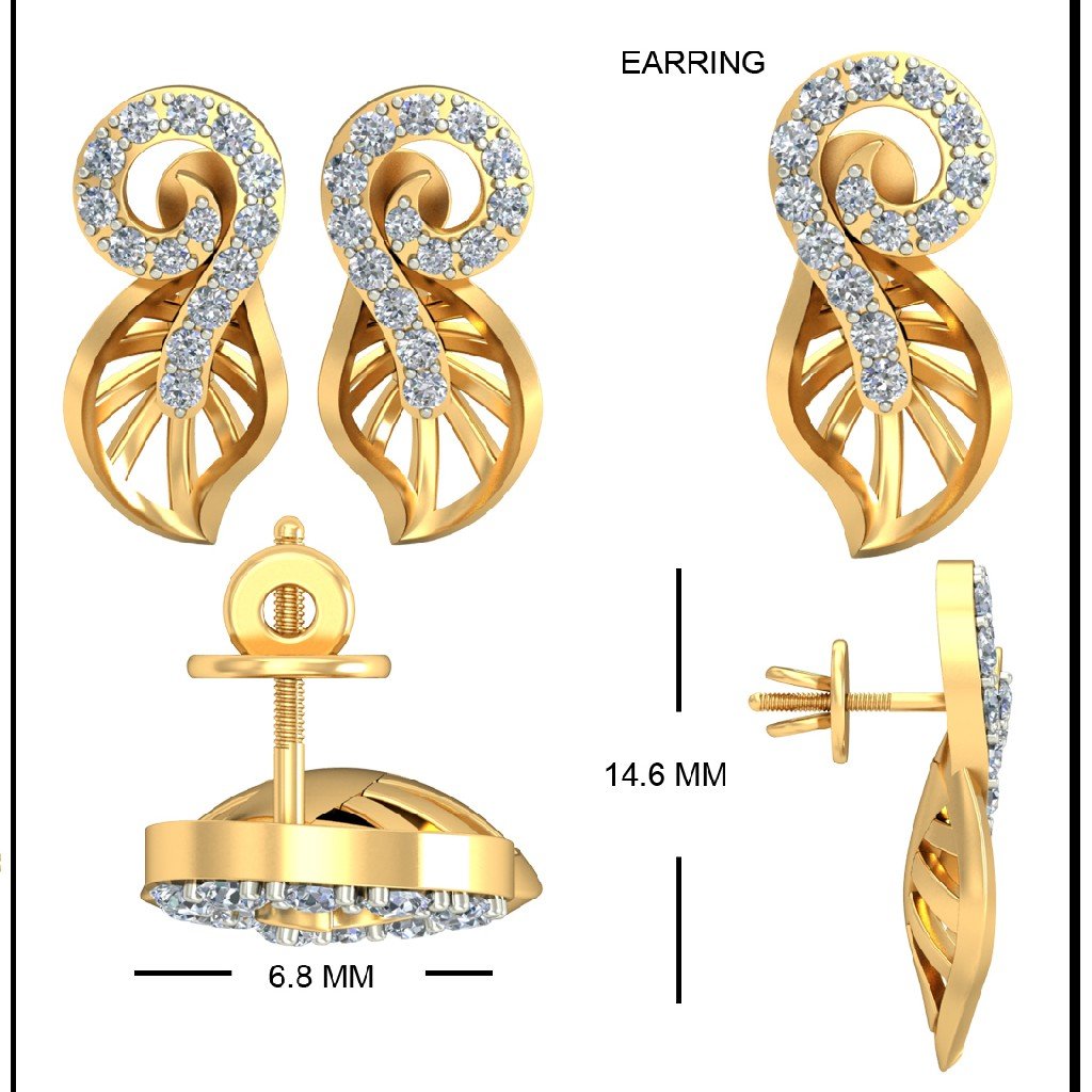 22KT Yellow Gold Peacock Vivacity Earrings For Women