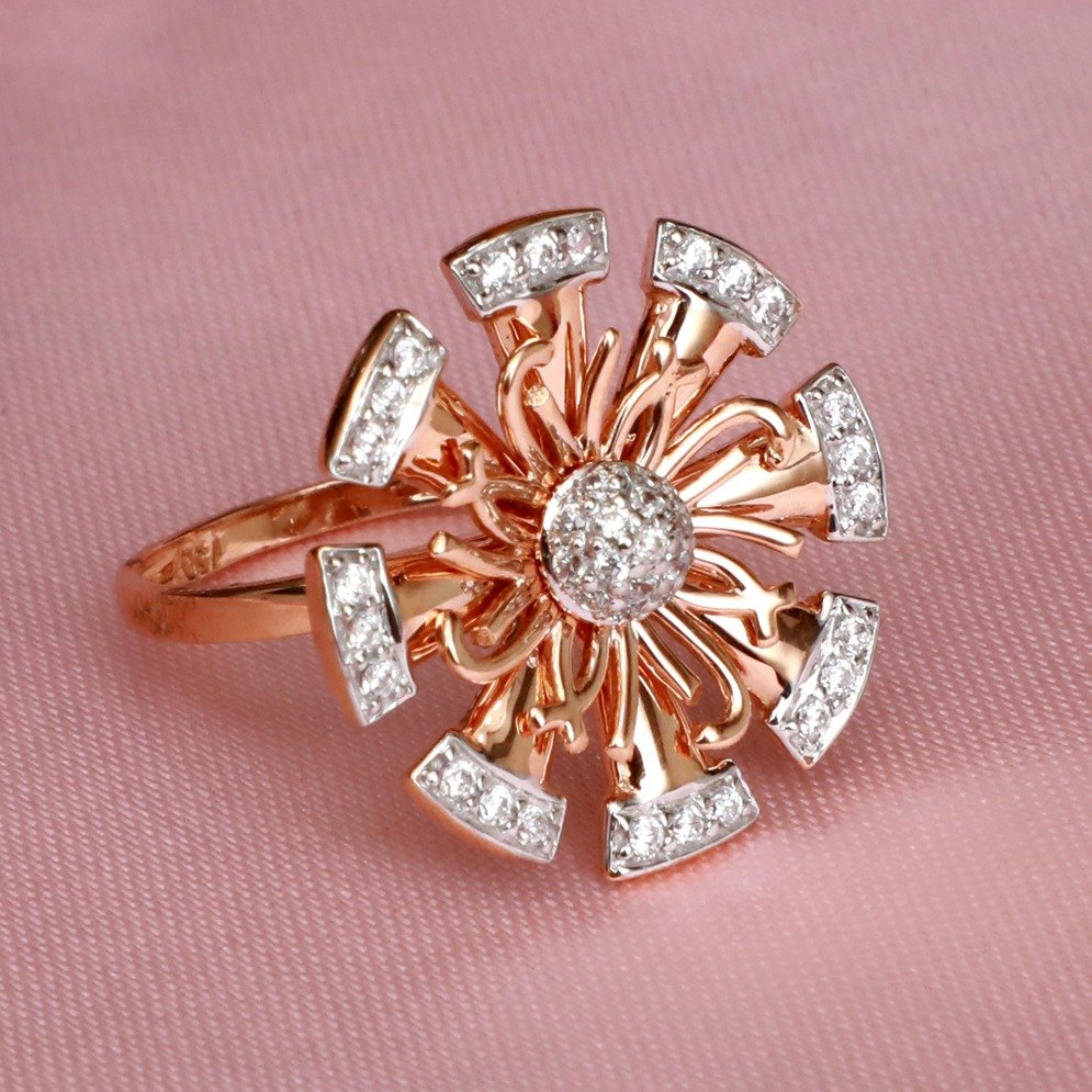 22Kt Gold CZ Fancy Ring For Wedding PJ-R029