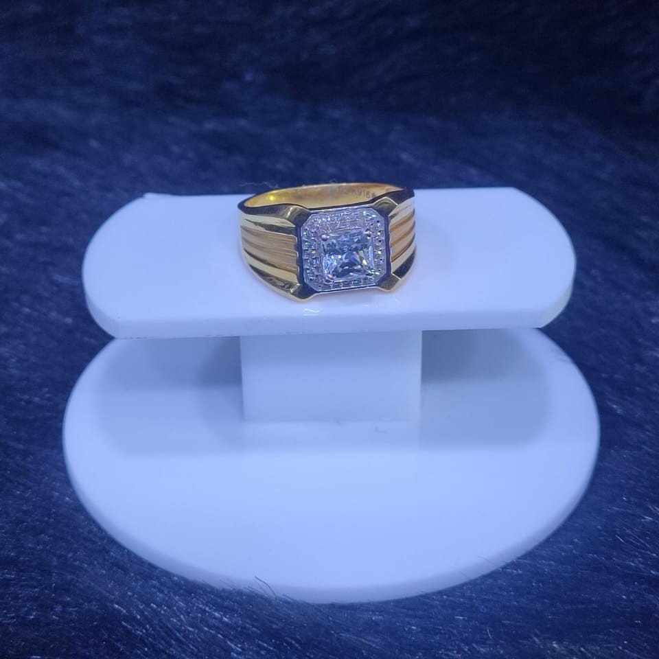 22KT/916 Yellow Gold Bern Single Stone Ring For Men