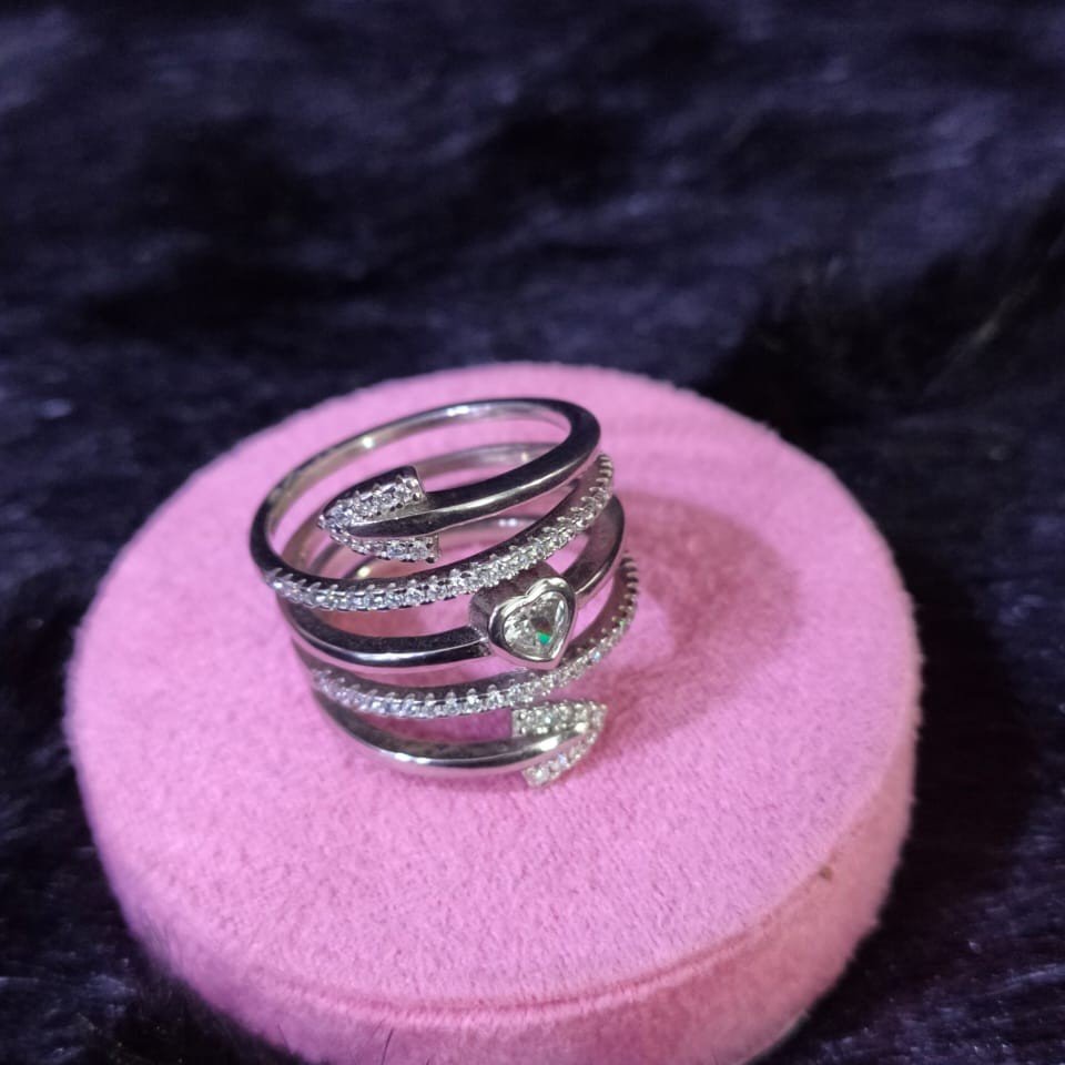 92.5 Sterling Silver Mirella Heart Design Ring For Women