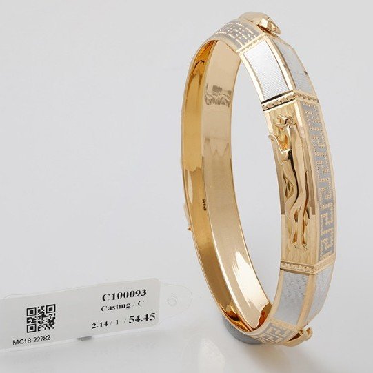 22KT Yellow Gold Geometric Jaguar Rodiyam Brecelet For Men