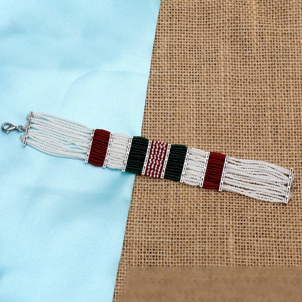 Silver Attractive Colorful Moti Bracelet For Women PJ-B005