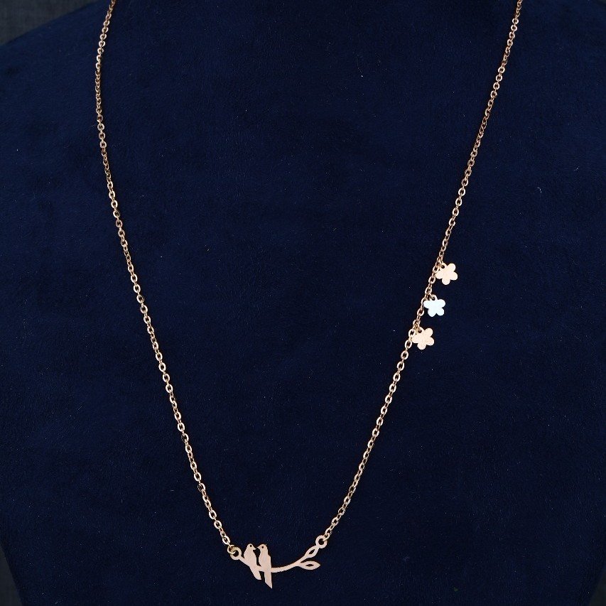 18KT/750  Rose Gold Bird Pendent Chain For Women