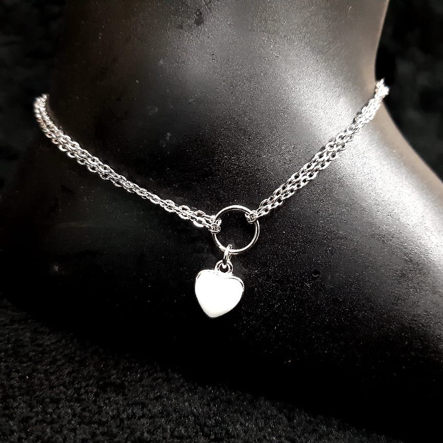 92.5 Sterling Silver Chain Based Heart  Floral Anklet For Women