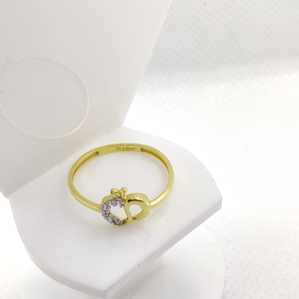 22KT Yellow Gold Apple Shape Fancy Cz Stone Ring For Women