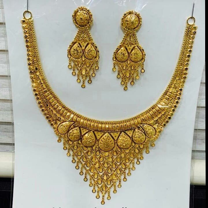 22KT/916 Yellow Gold  Kenzie Kalkati Fancy Necklace Set For Women