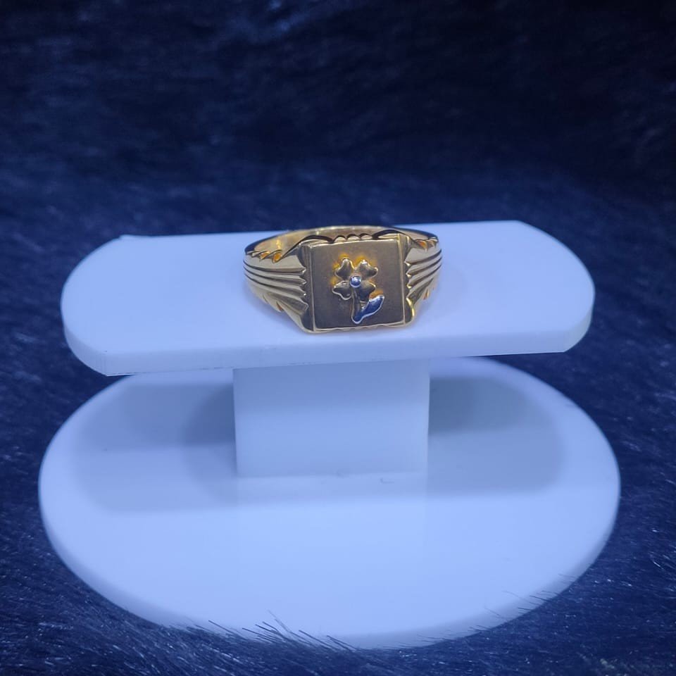 22KT/916 Yellow Gold Euphoria Rose Flower Ring For Men