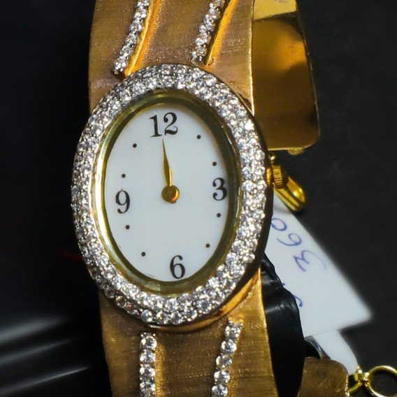 22k Designer Gold CZ Watch PJ W001