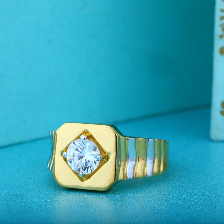 22Kt Yellow Gold Solitaire Adwait Ring For Men