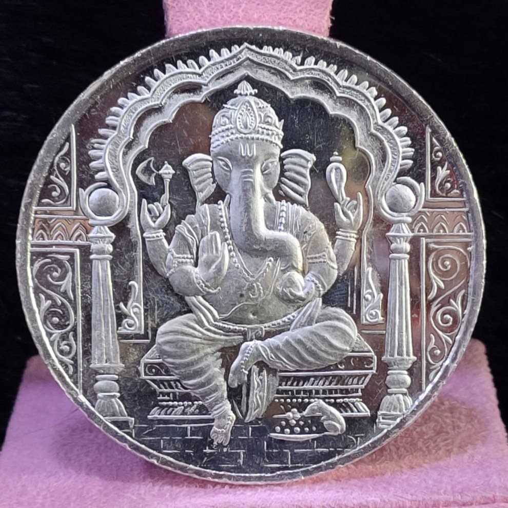 999 silver fifty gram ganpati silver coin