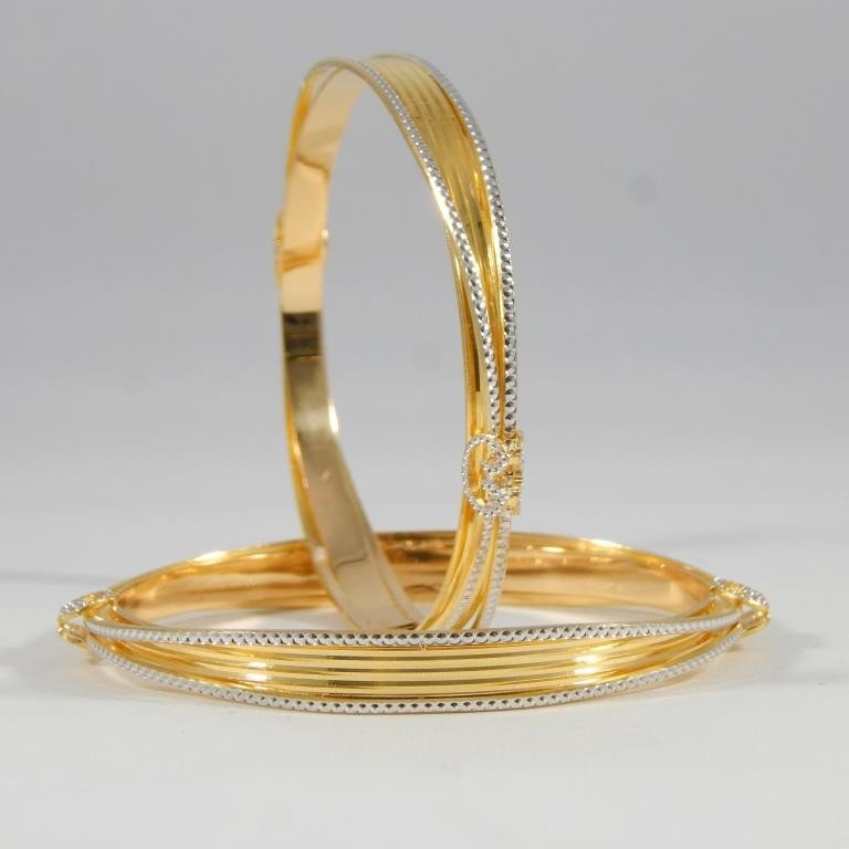 22KT GOLD PLAIN BANGLES WITH RHODIUM