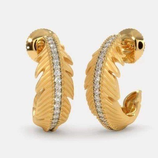 22KT Yellow  Gold  Foliage Lattice Earrings  For  Women